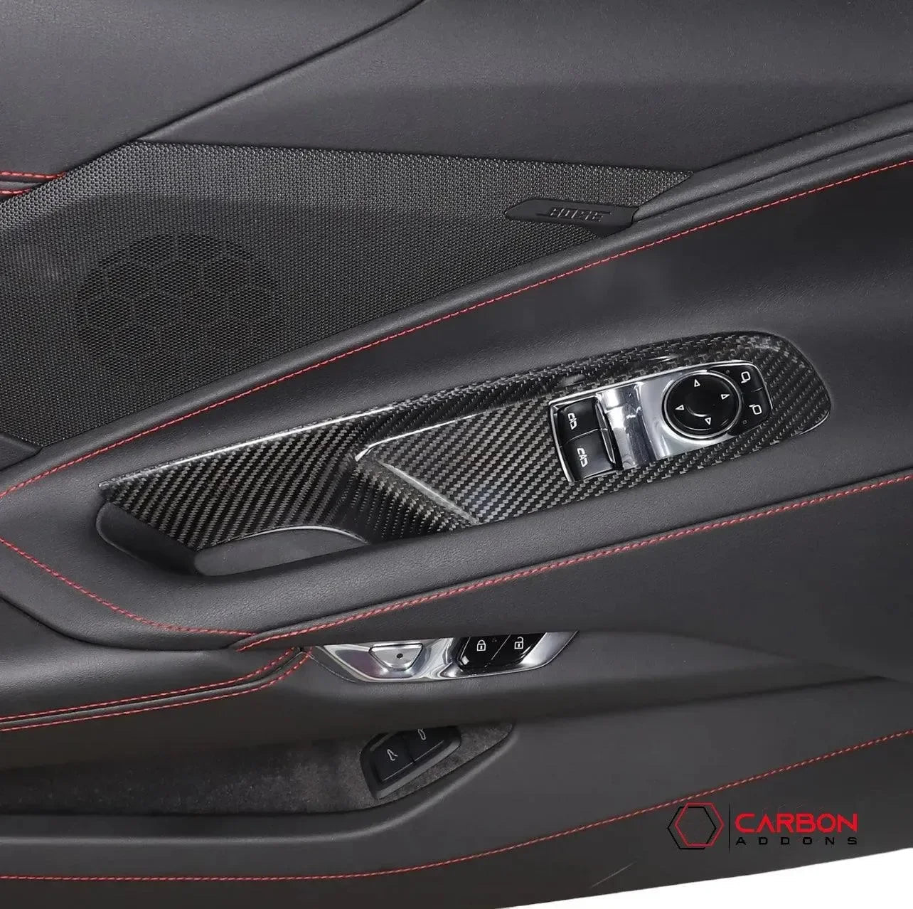 C8 Corvette Real Carbon Fiber Window Switch Trim Covers | Interior Upgrade (2020–2027)