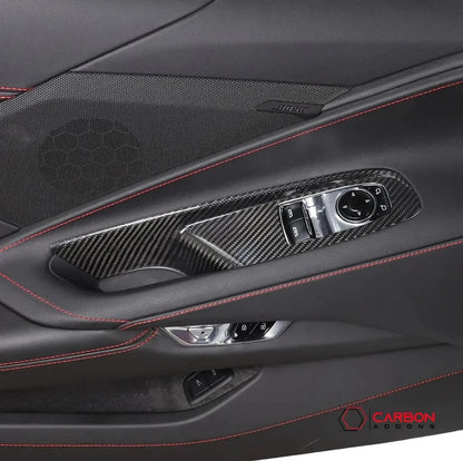 C8 Corvette Real Carbon Fiber Window Switch Trim Covers | Interior Upgrade (2020–2027)