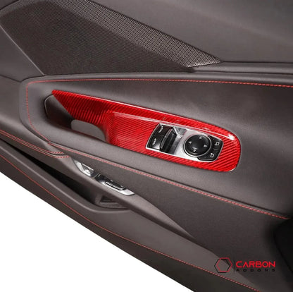 C8 Corvette Real Carbon Fiber Window Switch Trim Covers | Interior Upgrade (2020–2027)