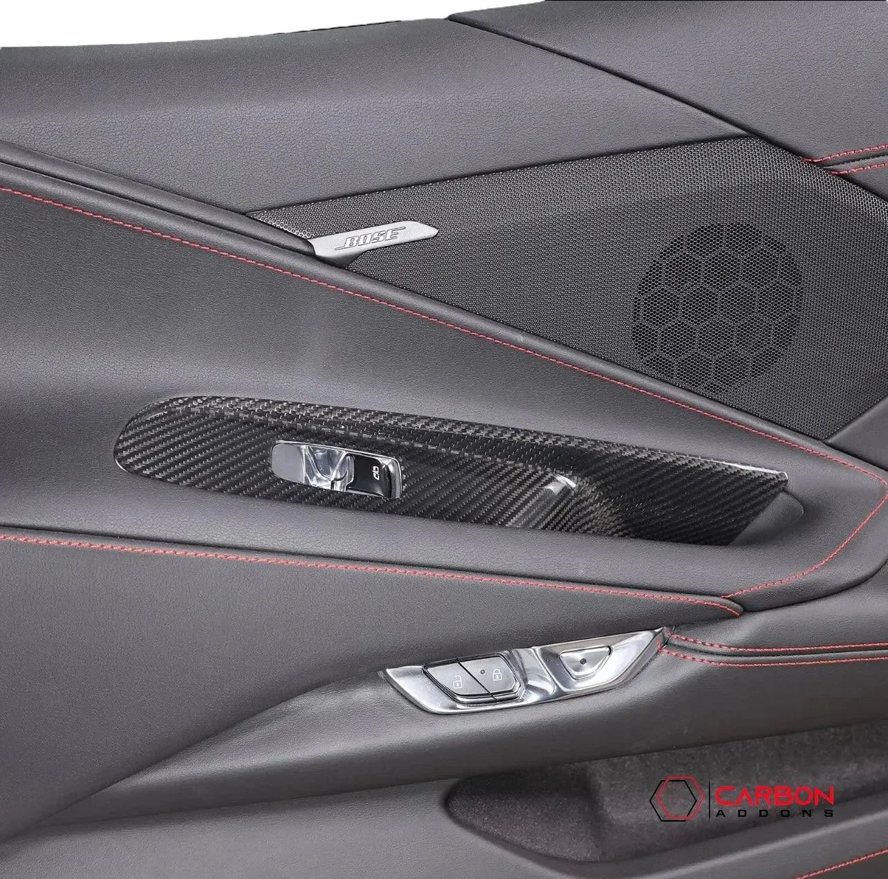 C8 Corvette Real Carbon Fiber Window Switch Trim Covers | Interior Upgrade (2020–2027)