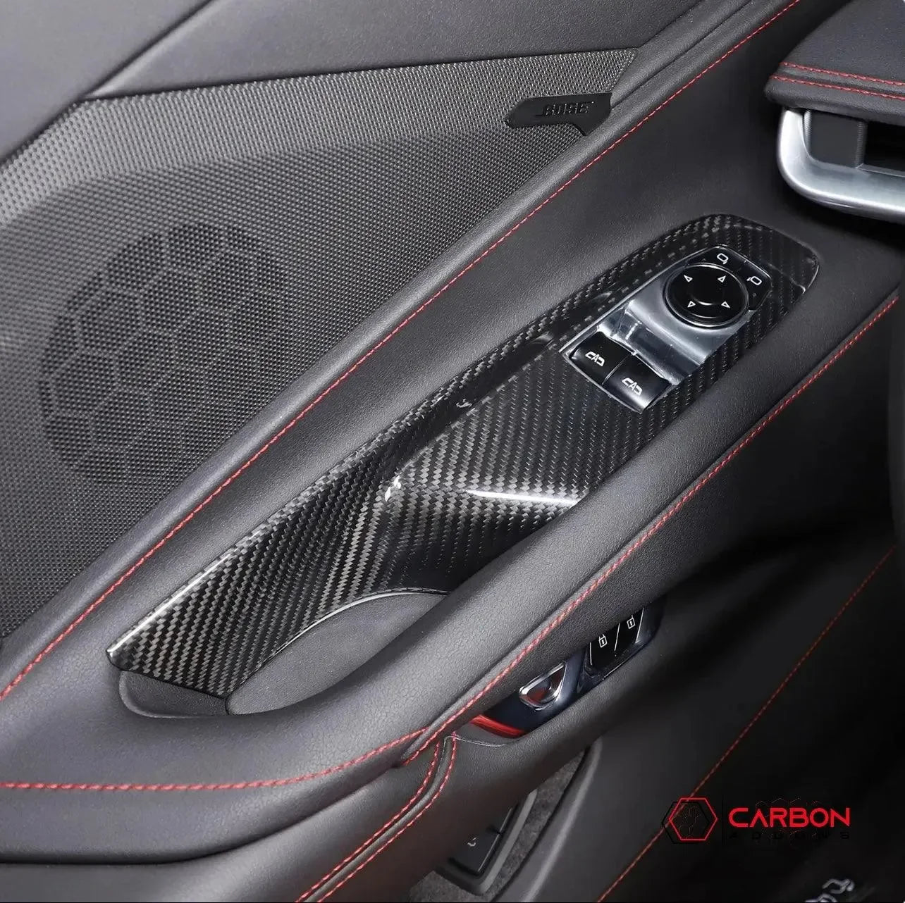 C8 Corvette Real Carbon Fiber Window Switch Trim Covers | Interior Upgrade (2020–2027)