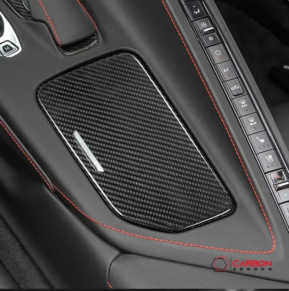 C8 Corvette Real Carbon Fiber Center Console Cup Holder Lid Cover | Interior Upgrade (2020–2025)