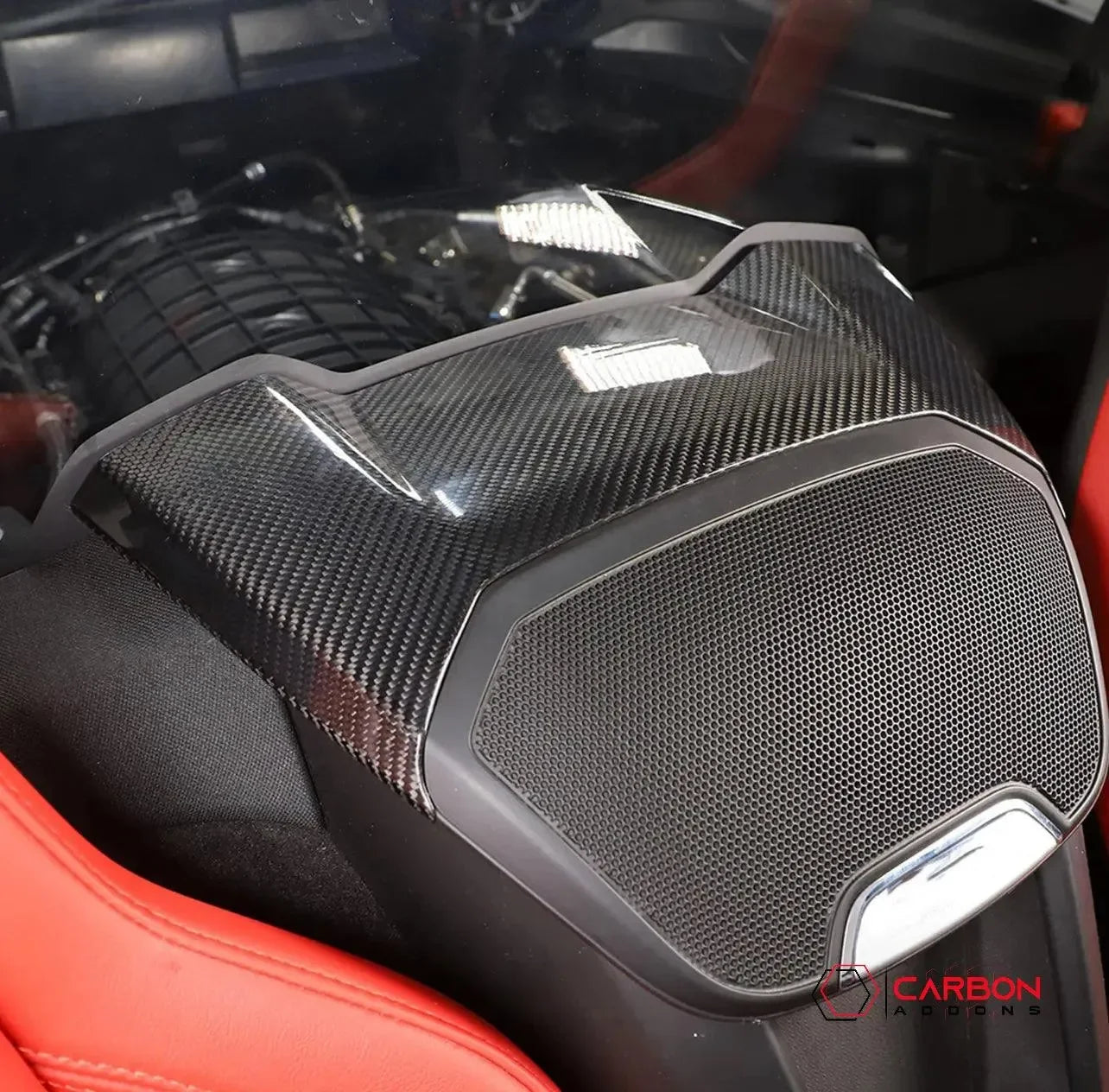 C8 Corvette Real Carbon Fiber Waterfall Speaker Upper Trim Cover | Interior Upgrade (2020–2027)