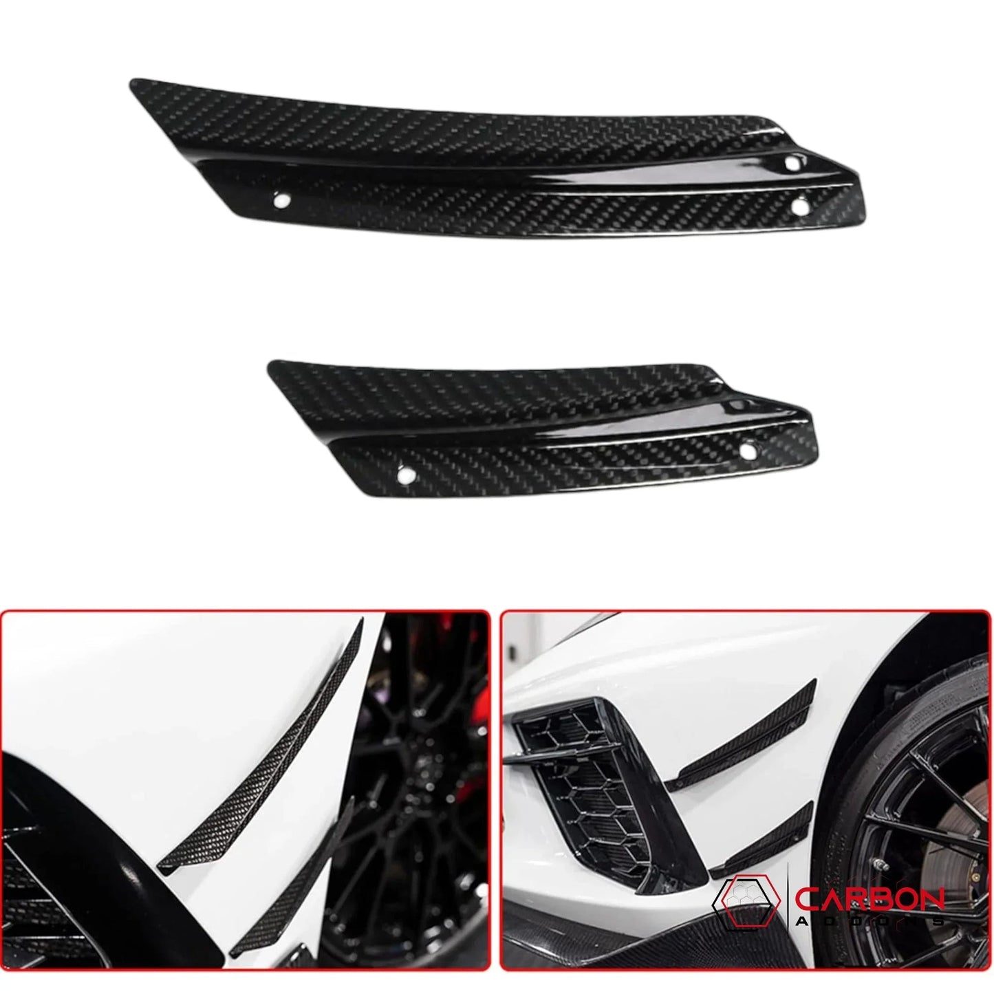 C8 Corvette Front Bumper Carbon Fiber Canards - 4pcs