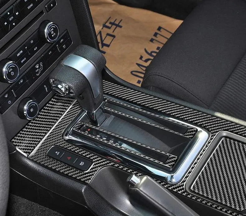 Carbon Fiber Center Console Trim Interior Overlay For Mustang 2010-2014