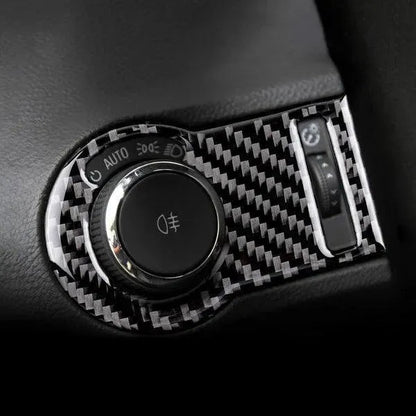 Carbon Fiber Headlight Switch Button Panel Overlay for Chevrolet Camaro 2010-2015