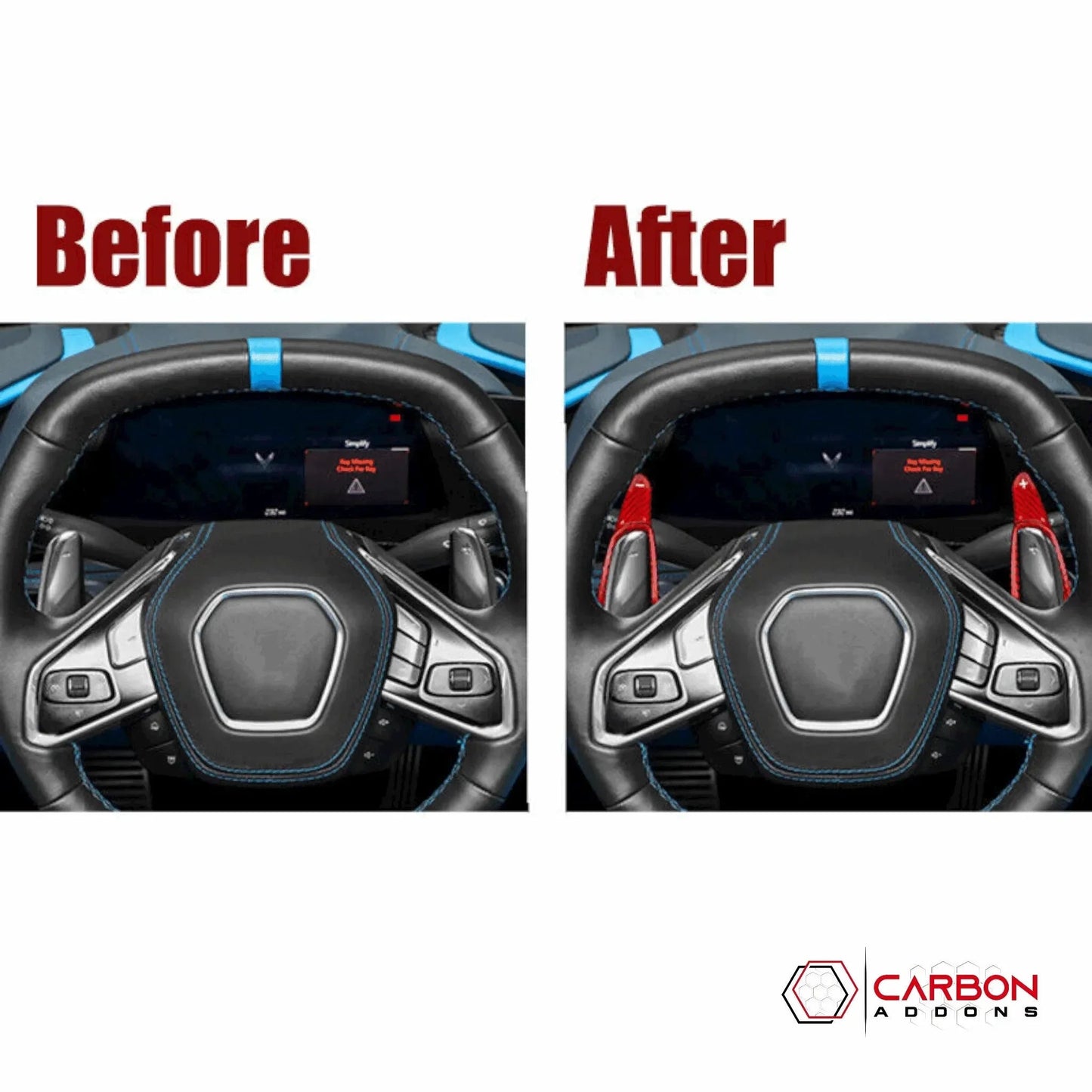 C8 Corvette Real Carbon Fiber Paddle Shifter Extensions | Steering Wheel Upgrade (2020–2026)