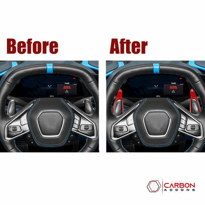 C8 Corvette Real Carbon Fiber Paddle Shifter Extensions | Steering Wheel Upgrade (2020–2026)
