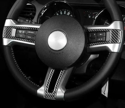 Mustang 2010-2014 Carbon Fiber Steering Wheel Trim Interior Overlay