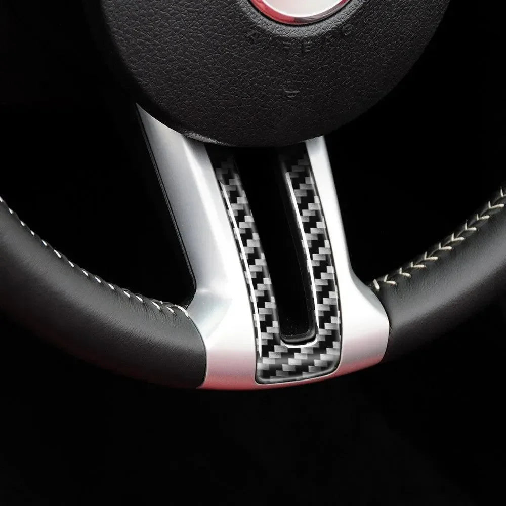 Mustang 2010-2014 Carbon Fiber Steering Wheel Trim Interior Overlay