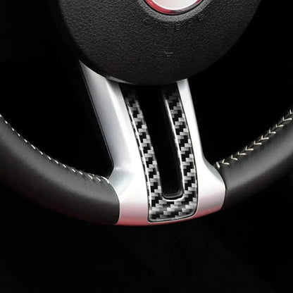 Mustang 2010-2014 Carbon Fiber Steering Wheel Trim Interior Overlay