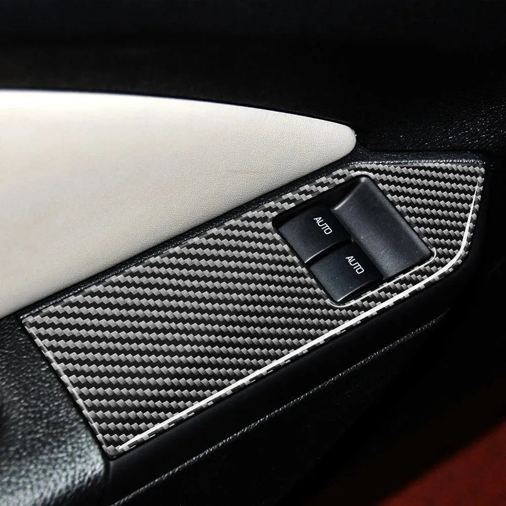 Carbon Fiber Window Switch Control Trim Interior Overlay Kit For Mustang 2010-2014