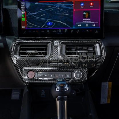 Real Carbon Fiber Center Dashboard A/C Vent Trim Cover for 2024+ Ford Mustang