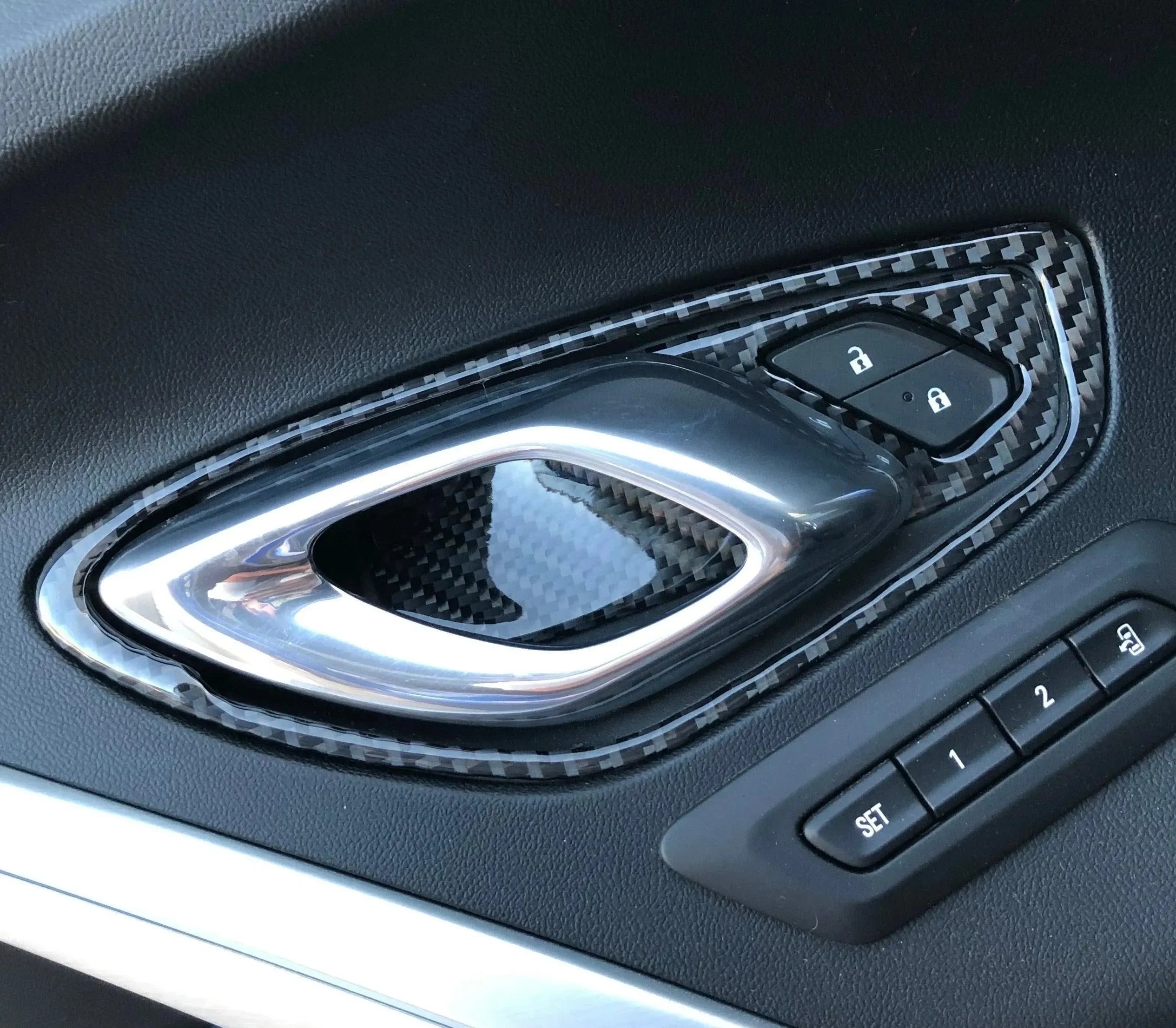 Chevrolet Camaro 2016-2024 Real Carbon Fiber Interior Door Handle Overlay
