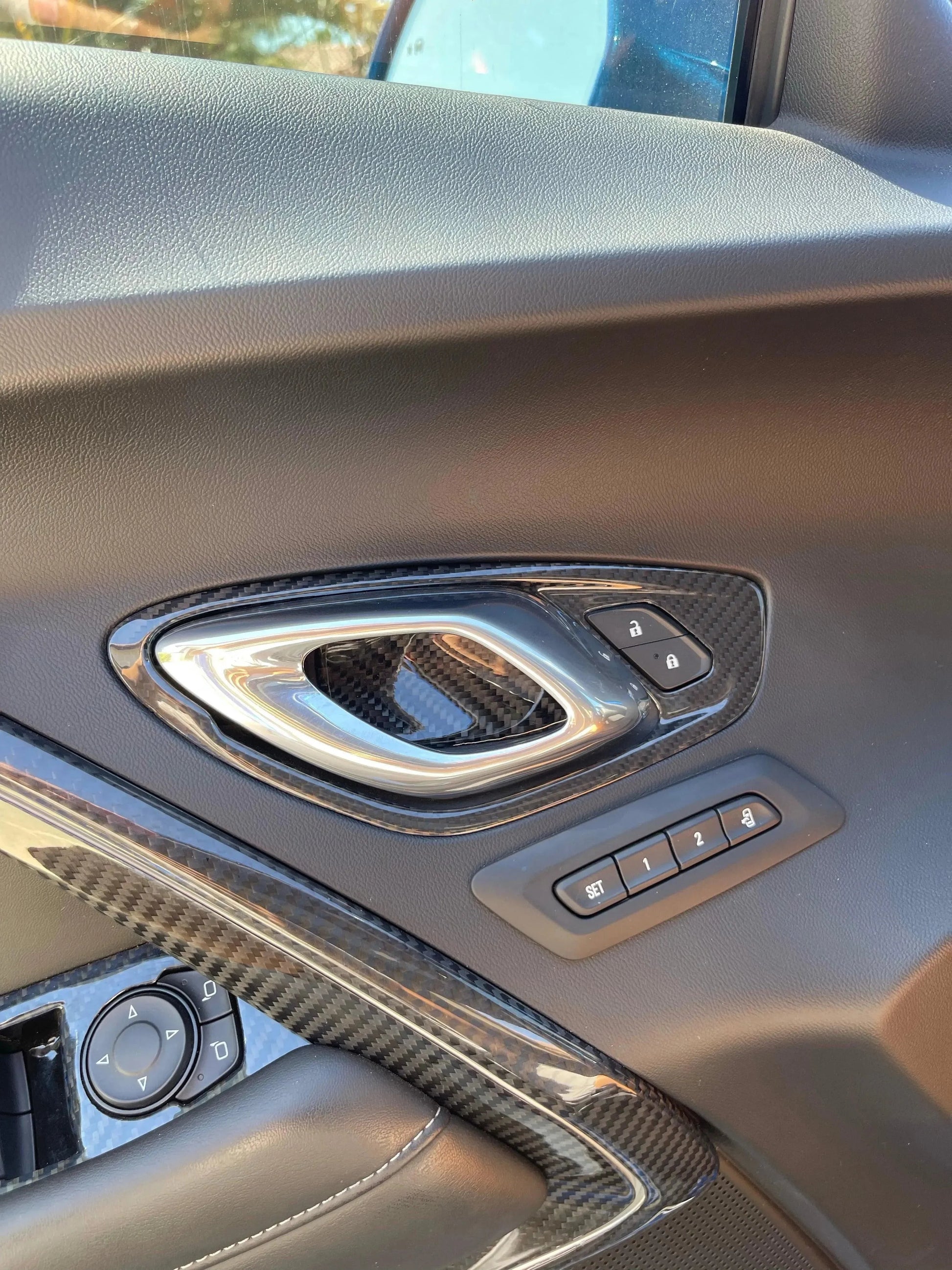 Chevy Camaro 2016-2024 Interior Door Handle Trim Carbon Fiber Cover