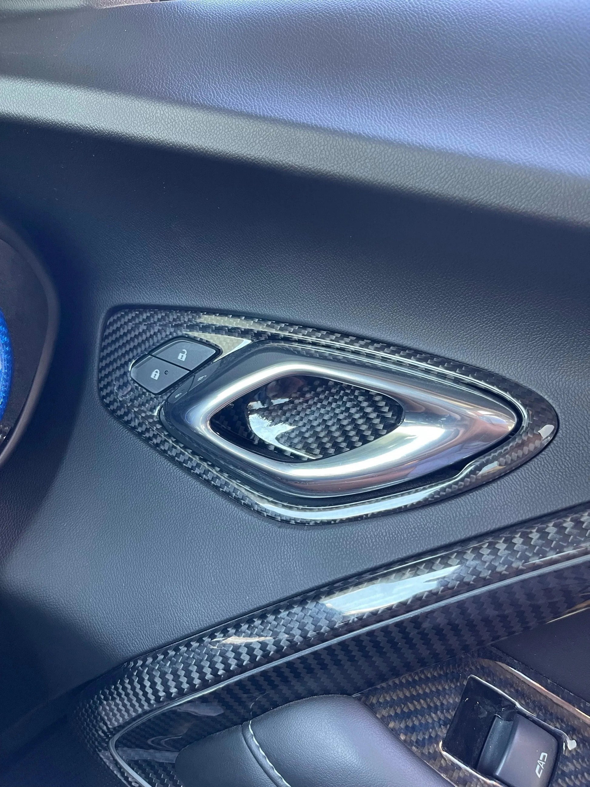 Chevy Camaro 2016-2024 Interior Door Handle Trim Carbon Fiber Cover