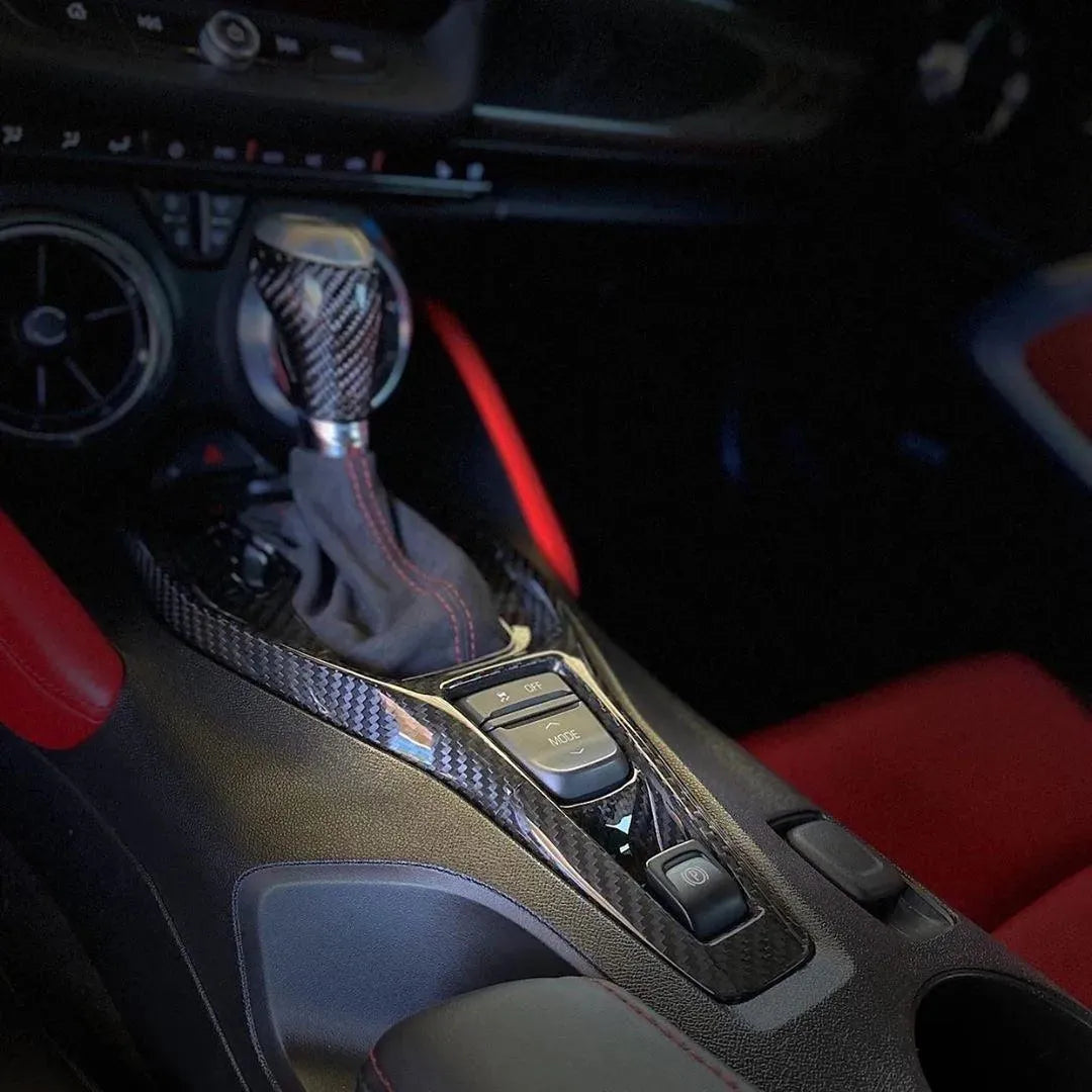 Chevy Camaro 2016-2024 Real Carbon Fiber Gear Shift Chrome Trim Delete Cover