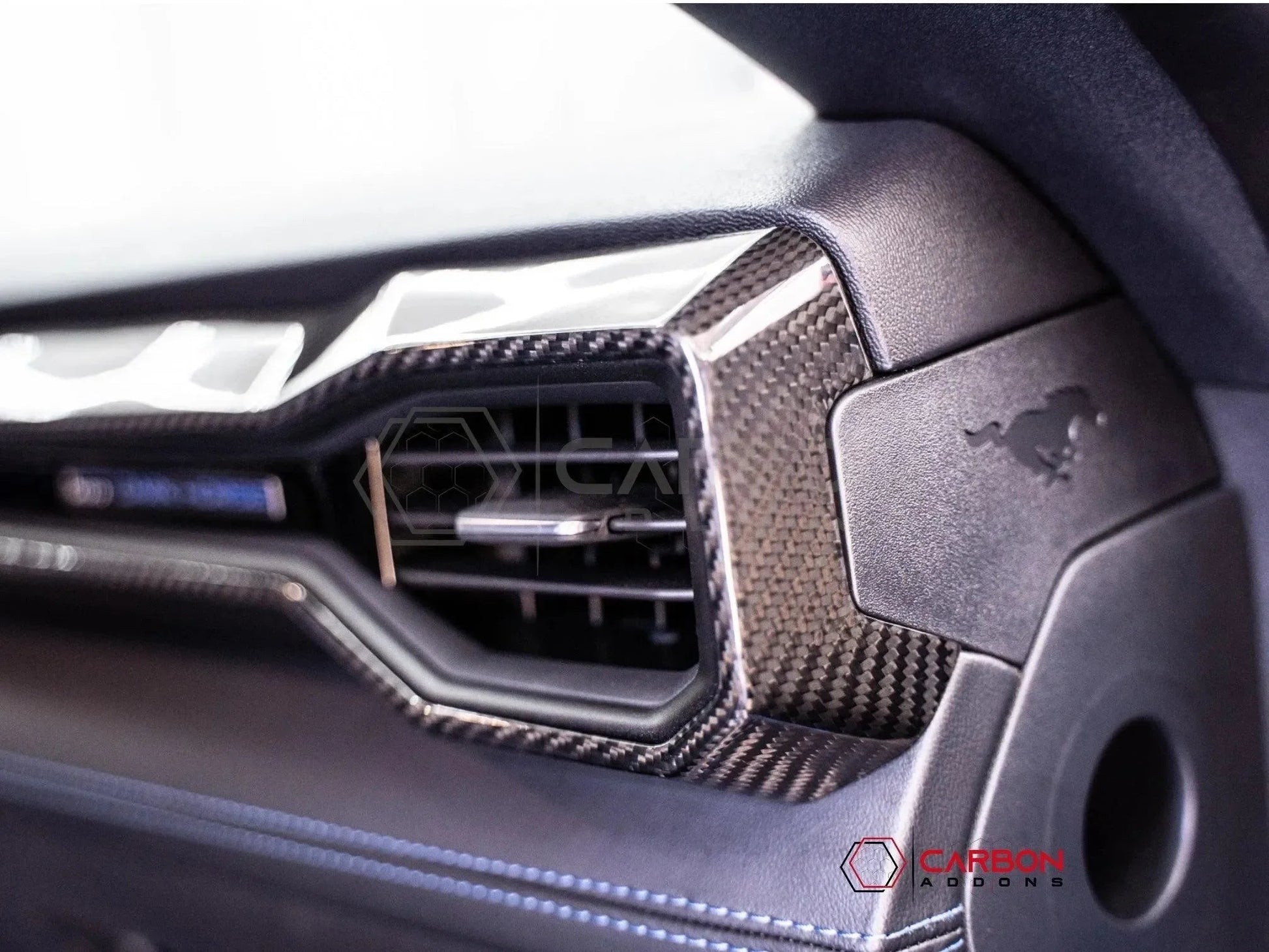 Real Carbon Fiber Passenger Side Dashboard AC vent Trim Cover for 2024+ Ford Mustang
