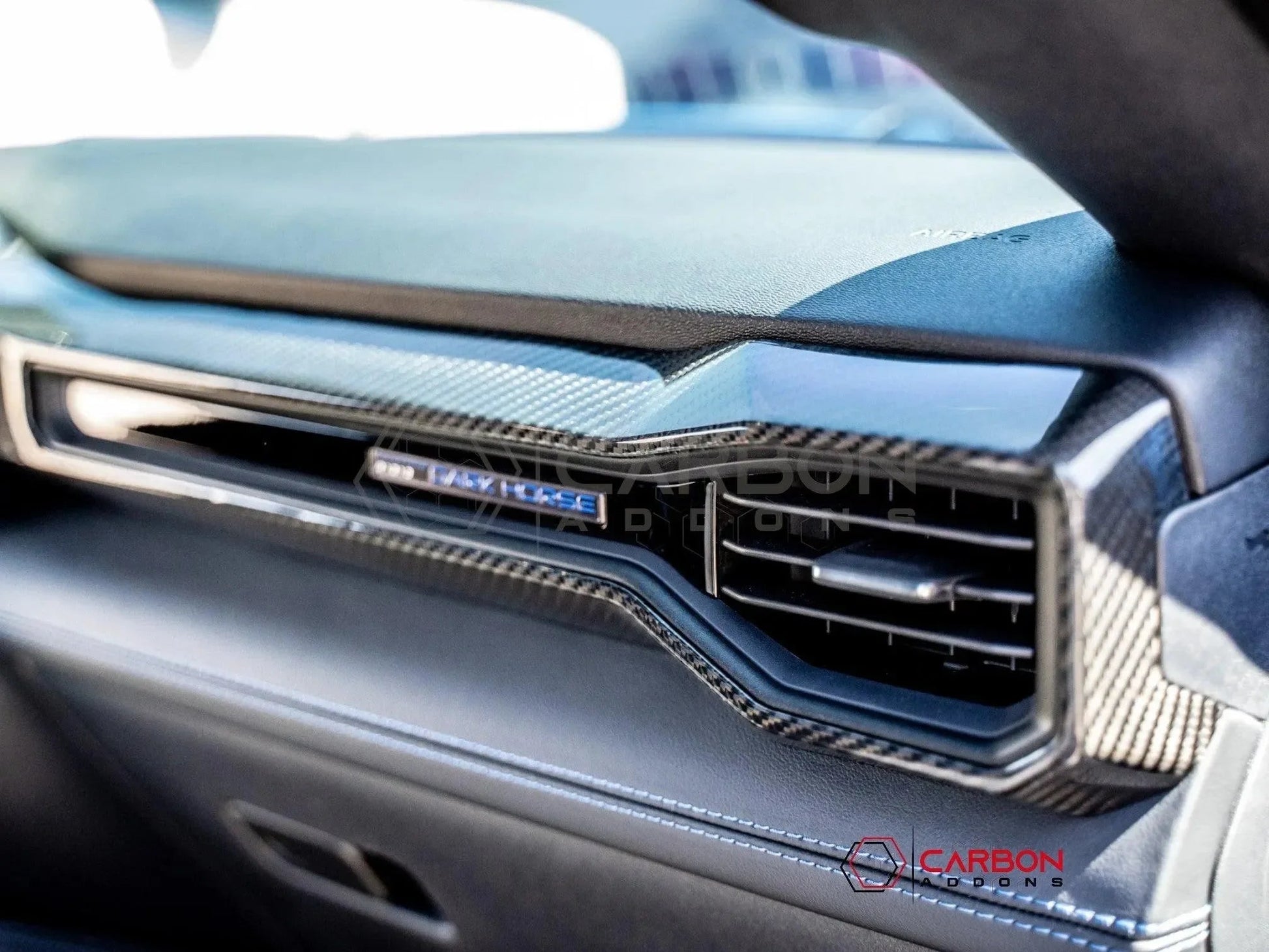 Real Carbon Fiber Passenger Side Dashboard AC vent Trim Cover for 2024+ Ford Mustang