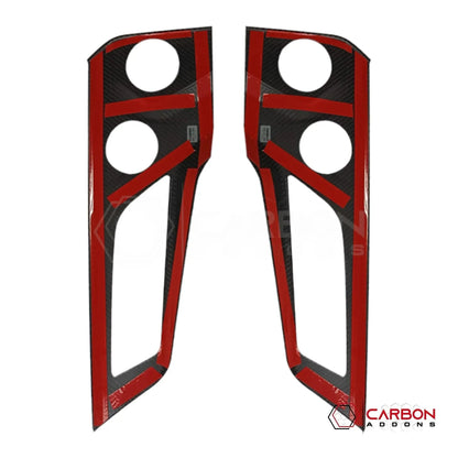 Real Carbon Fiber Door Handle & Speaker Panel Trim Covers for 2024+ Ford Mustang