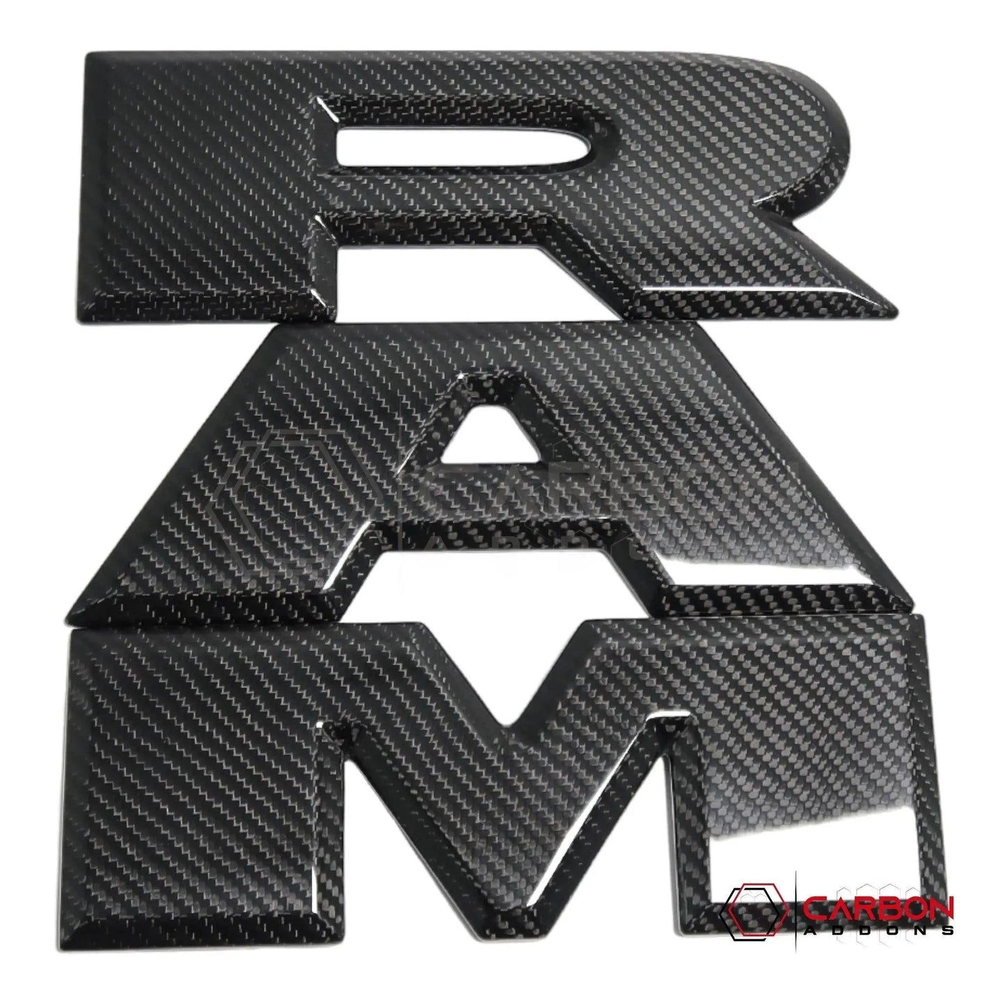 RAM TRX/RHO/Rebel Tailgate RAM Emblem Lettering Hard Carbon Fiber Covers