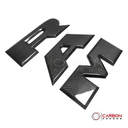 RAM TRX/RHO/Rebel Tailgate RAM Emblem Lettering Hard Carbon Fiber Covers
