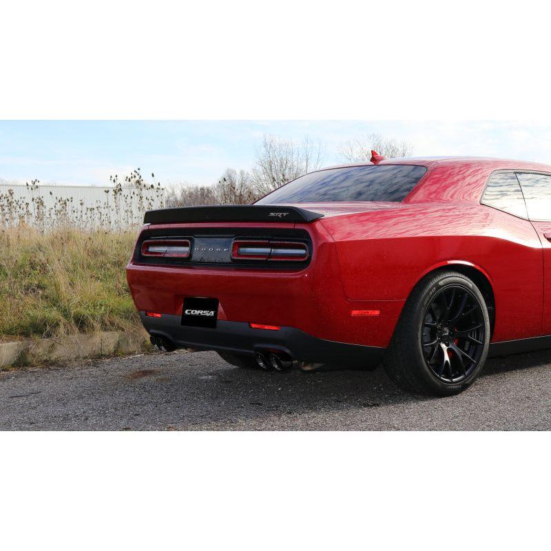 Corsa 15-17 Dodge Challenger Hellcat Dual Rear Exit Sport Exhaust w/ 3.5in Black Tips