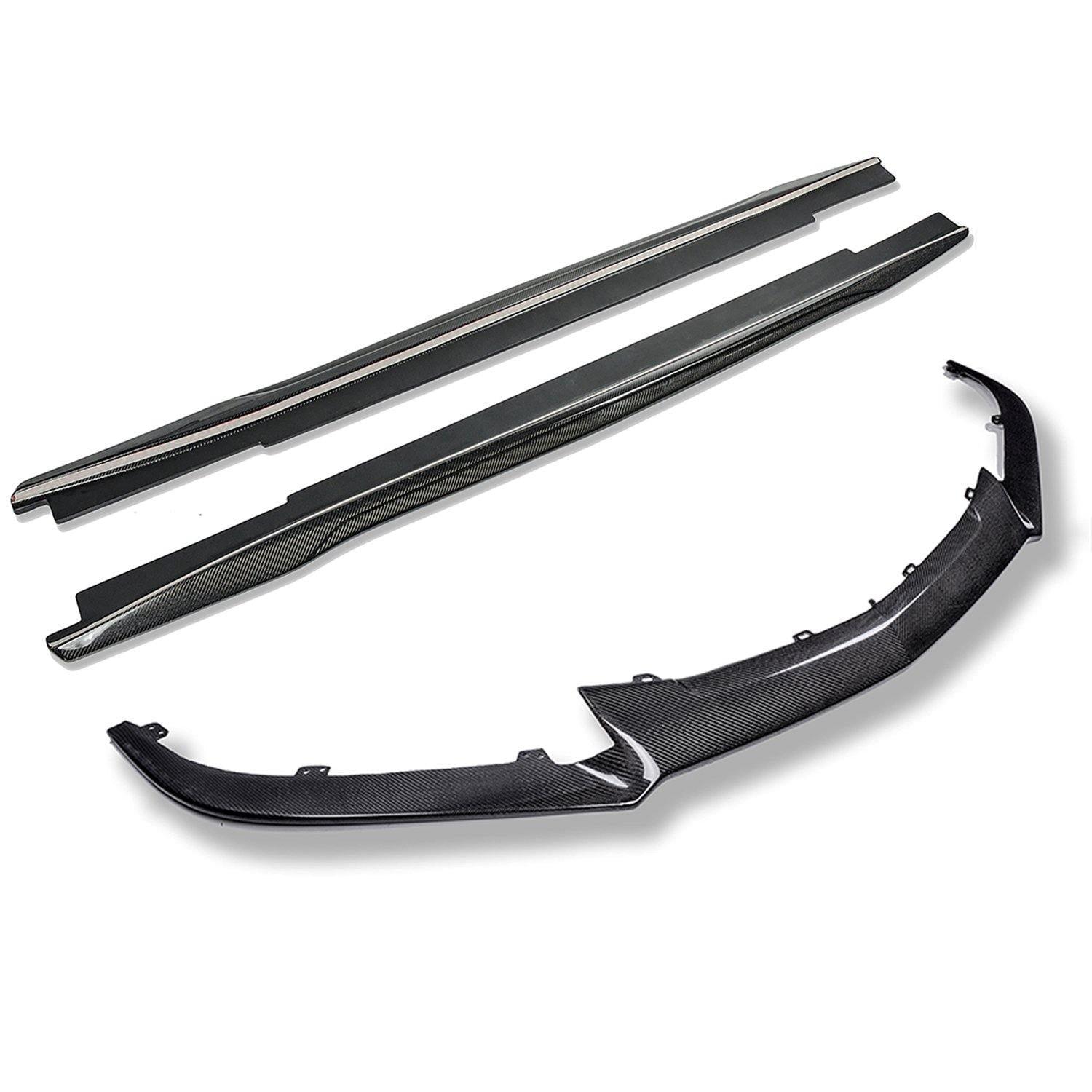 2016-Present Cadillac CTS-V Carbon Fiber Front Splitter Wheel Arch& Side Skirts Rockerst