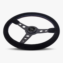 The Daytona | Black Alcantara Suede | Black Spoke | Bavarian Stitch