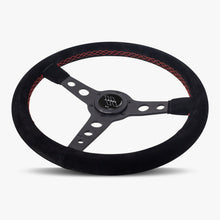 The Daytona | Black Alcantara Suede | Black Spoke | Red Stitch