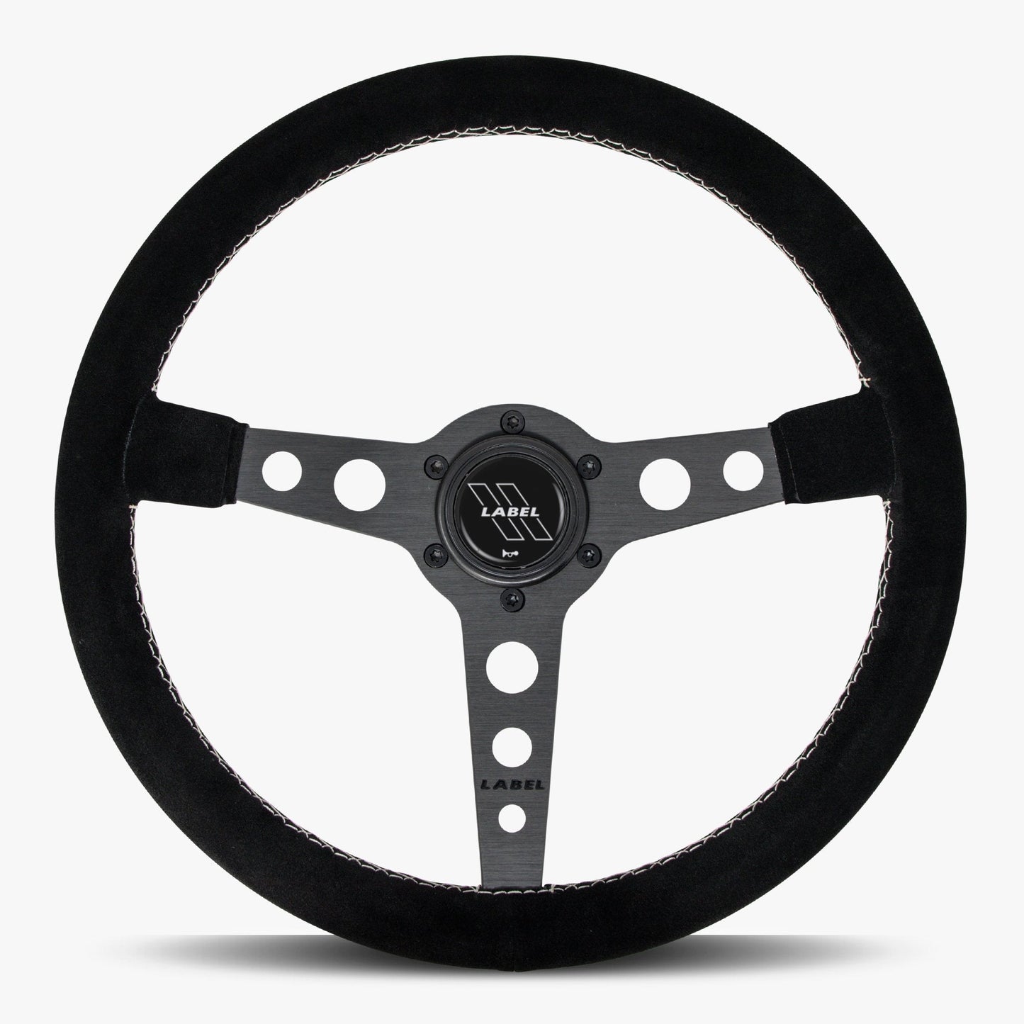 The Daytona | Black Alcantara Suede | Black Spoke | White Stitch