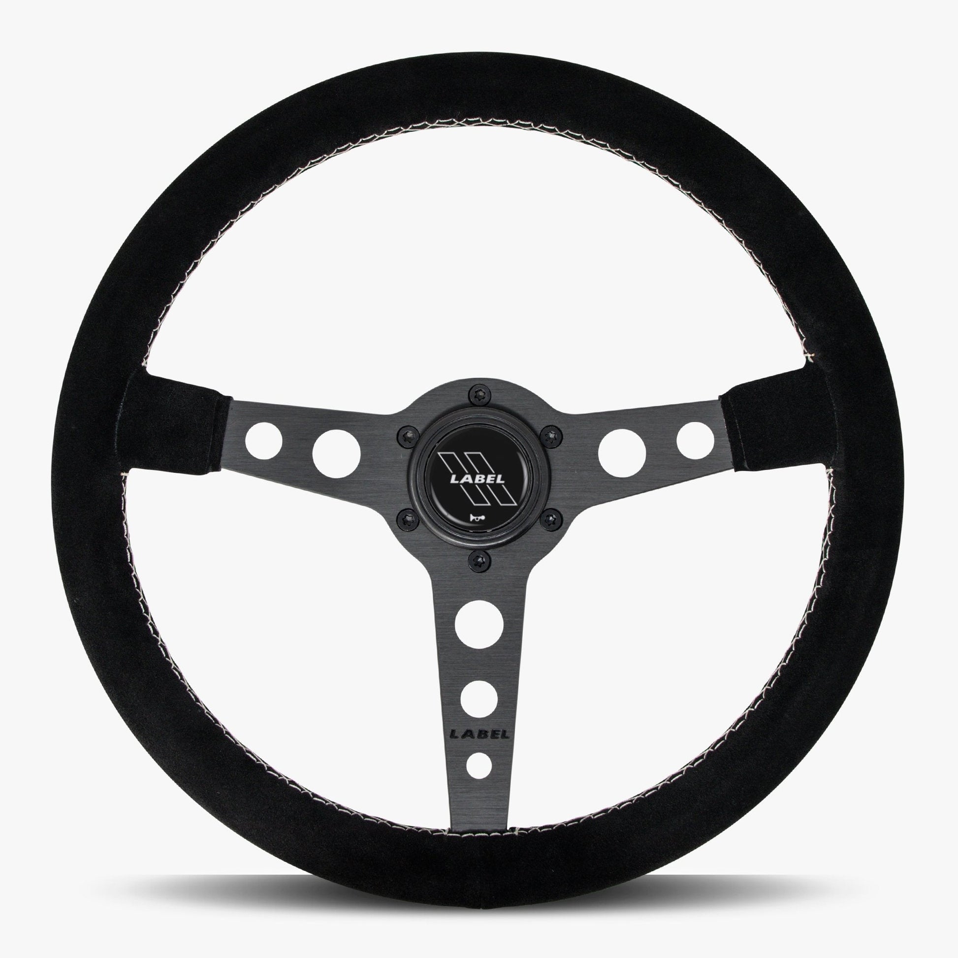 The Daytona | Black Alcantara Suede | Black Spoke | White Stitch