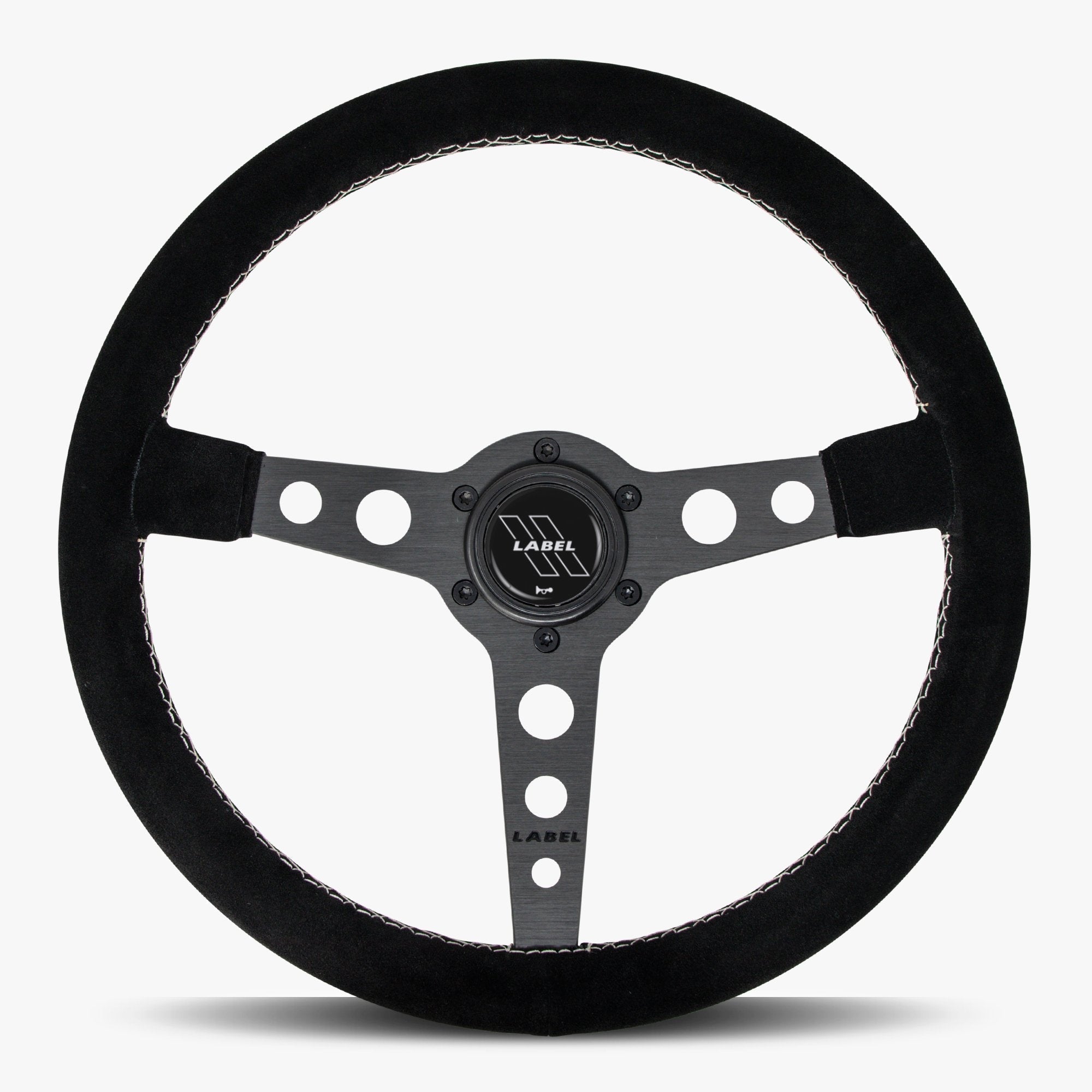 The Daytona | Black Alcantara Suede | Black Spoke | White Stitch
