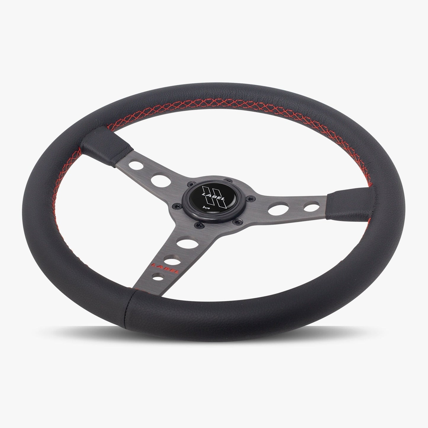 The Daytona | Black Leather | Graphite Spoke | Red Stitch