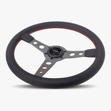 The Daytona | Black Leather | Graphite Spoke | Red Stitch