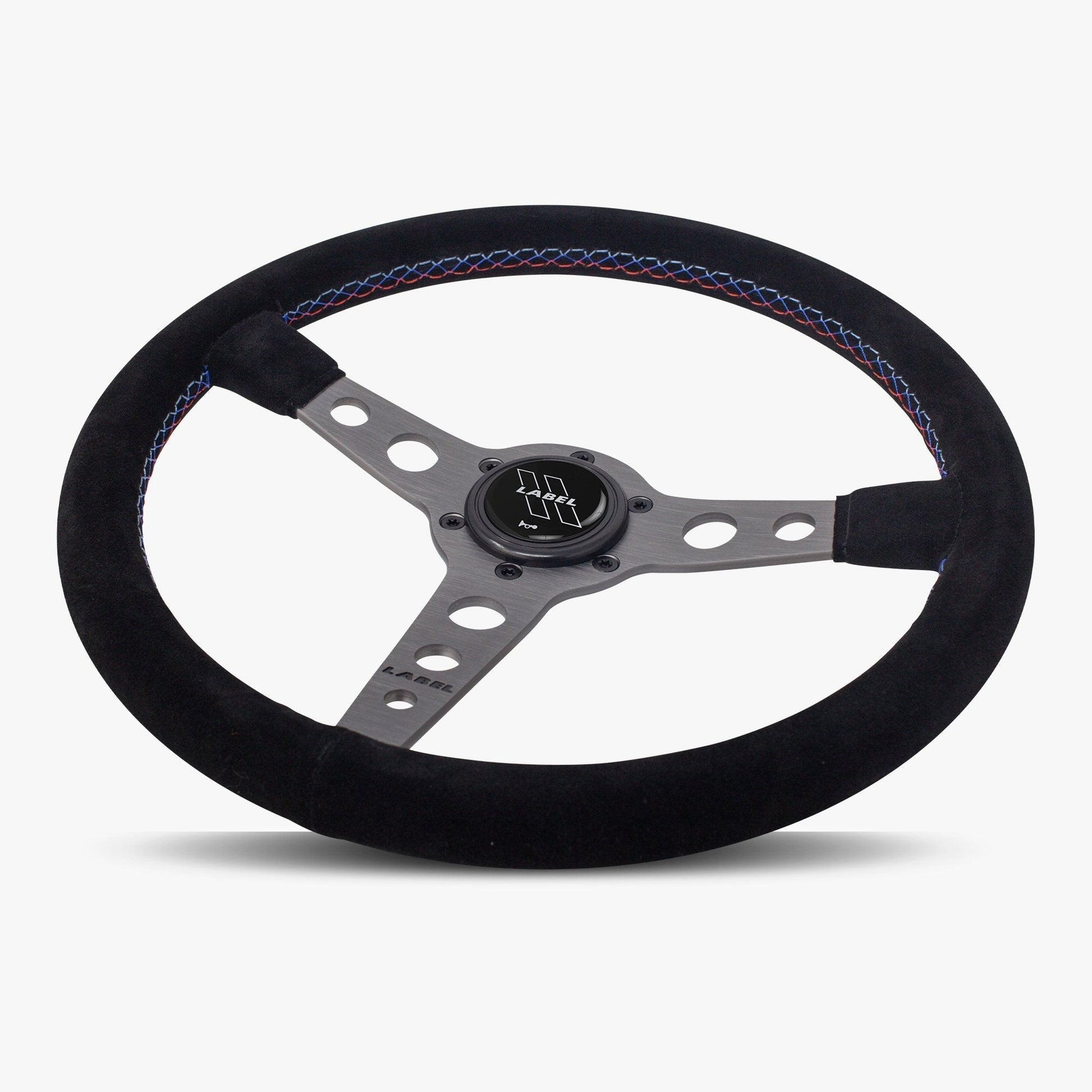The Daytona | Black Alcantara Suede | Graphite Spoke | Bavarian Stitch