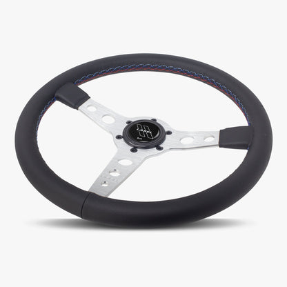 The Daytona | Black Leather | Silver Spoke | Bavarian Stitch