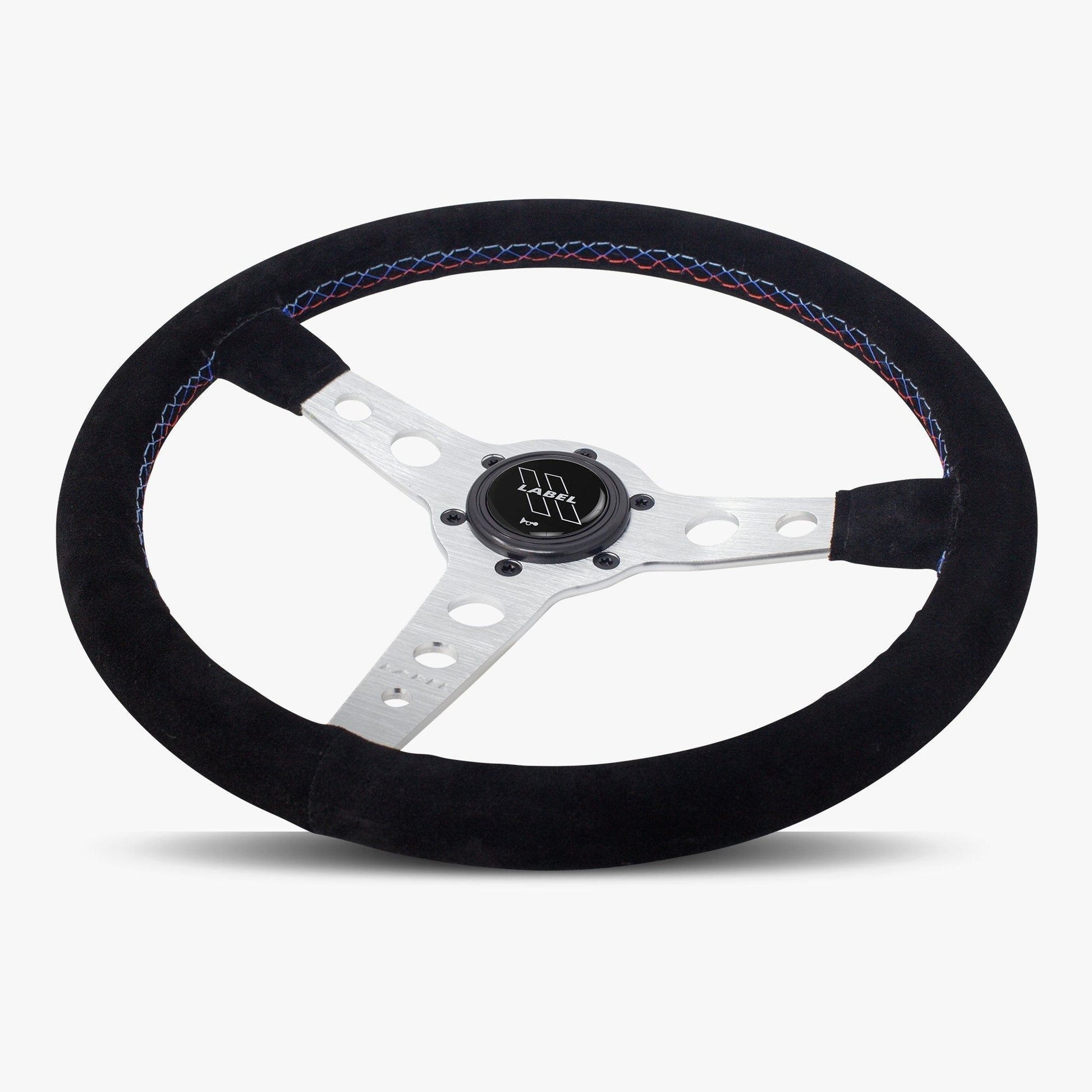The Daytona | Black Alcantara Suede | Silver Spoke | Bavarian Stitch