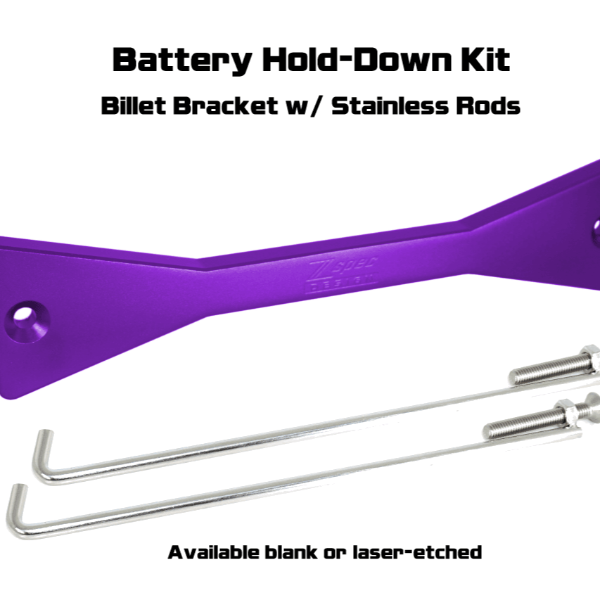 ZSPEC Battery Hold Down/Bracket, Billet Bracket w/ Stainless Hardware