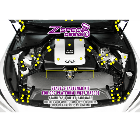 ZSPEC "Stage 2" Dress Up Bolts® Fastener Kit for '09-'17 Infiniti G37/Q50 VQ37, Stainless & Billet