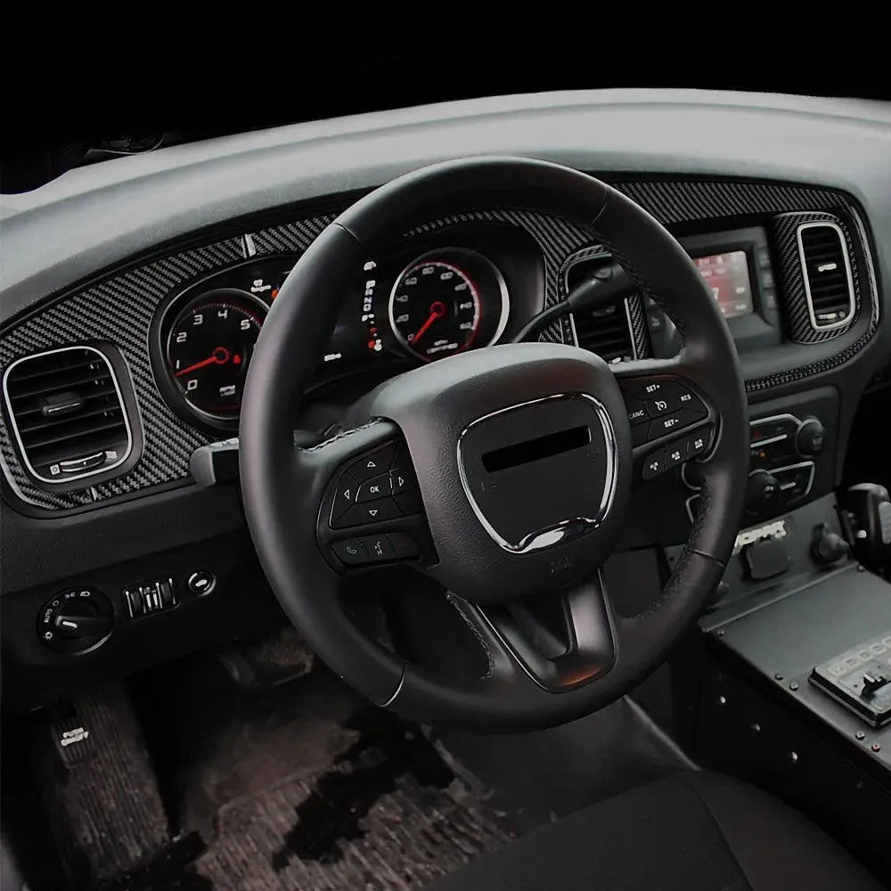 Dodge Charger 2015-2023 Real Carbon Fiber Full Dash Trim Kit Overlay