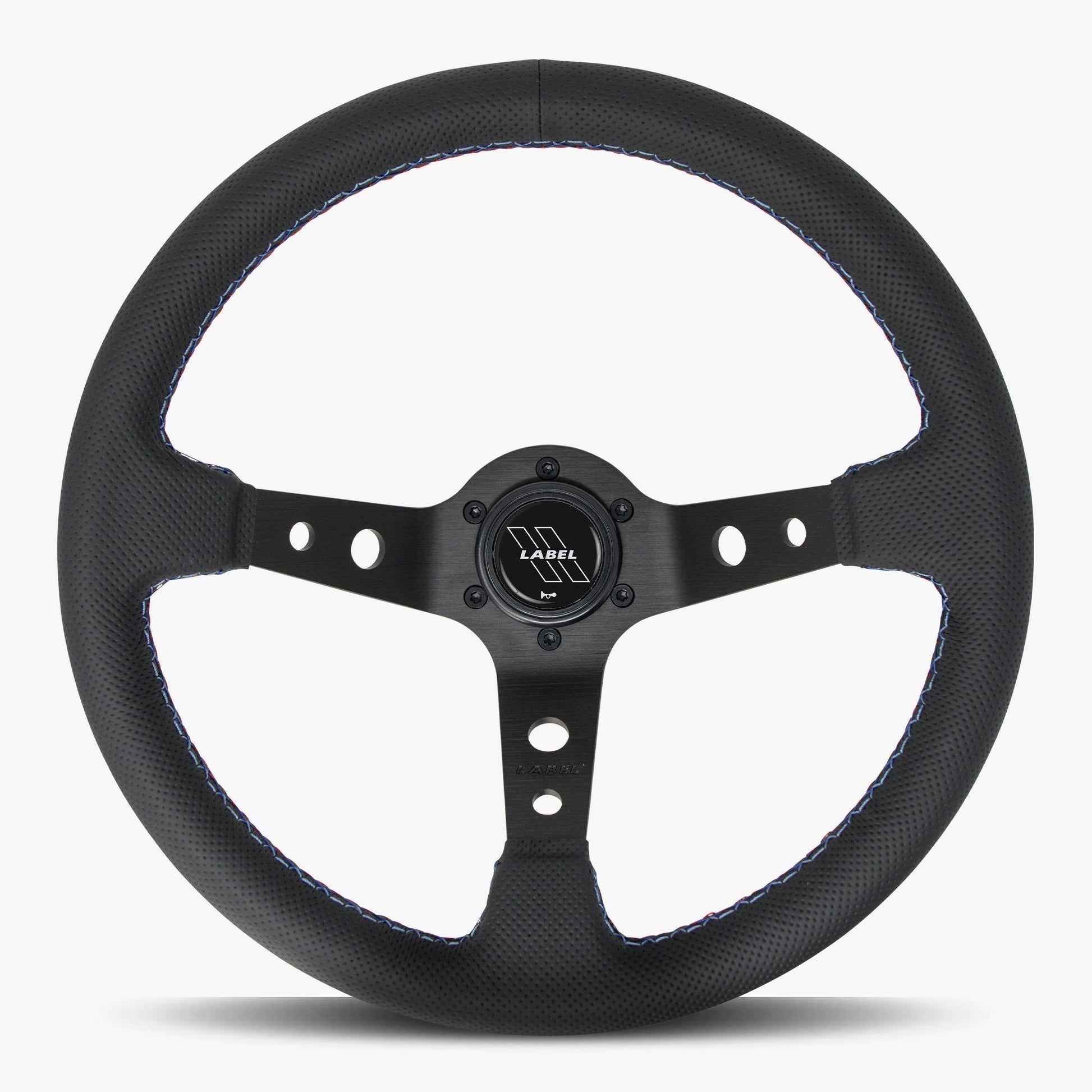 The Daytona | Black Perforated Leather | Black Spoke | Bavarian Stitch