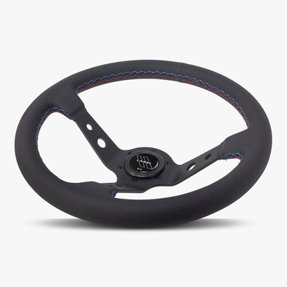 The Daytona | Black Perforated Leather | Black Spoke | Bavarian Stitch