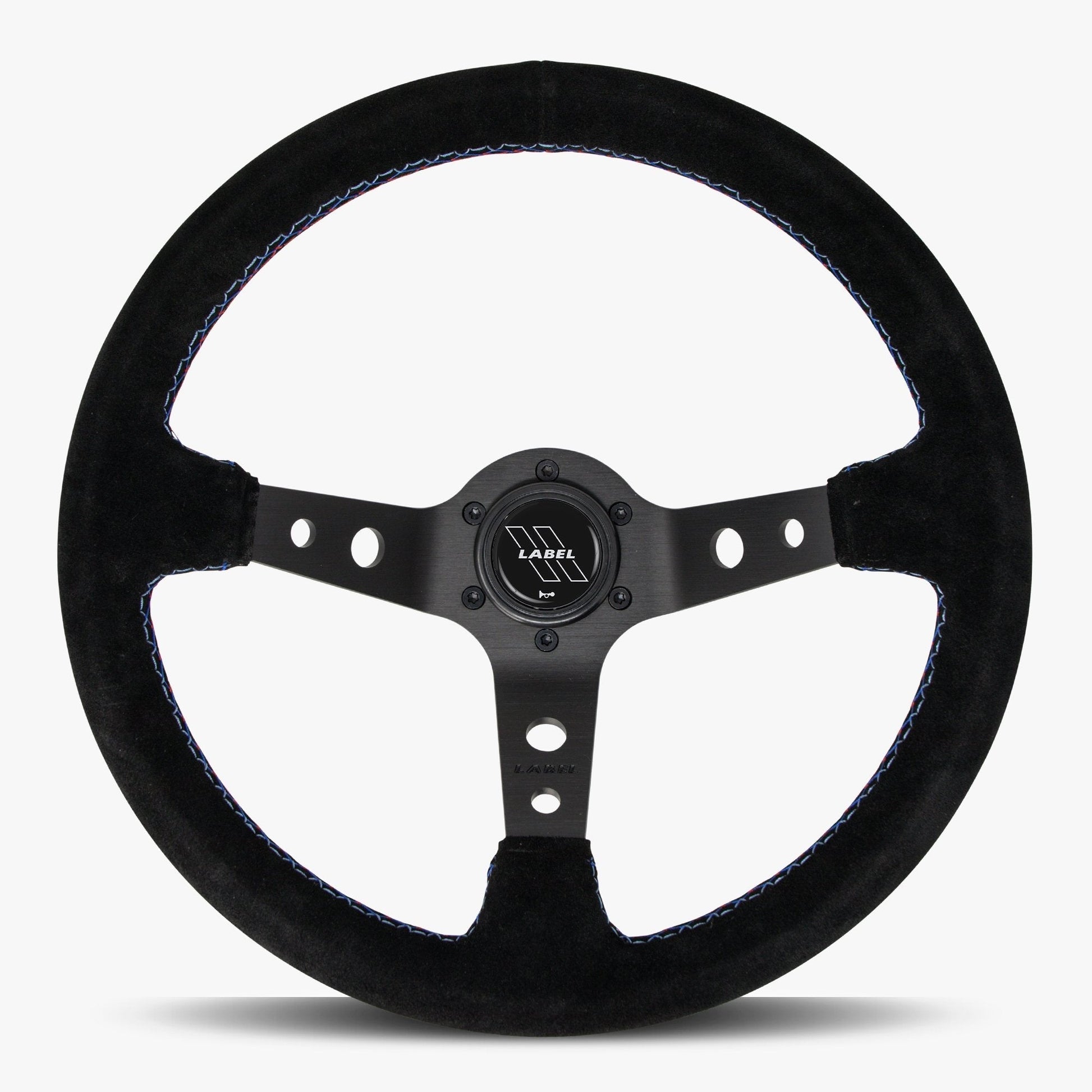 The Daytona | Black Alcantara Suede | Black Spoke | Bavarian Stitch