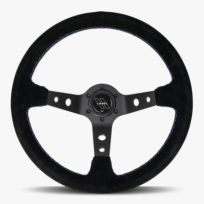 The Daytona | Black Alcantara Suede | Black Spoke | Bavarian Stitch