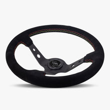 The Daytona | Black Alcantara Suede | Black Spoke | Euro Stitch