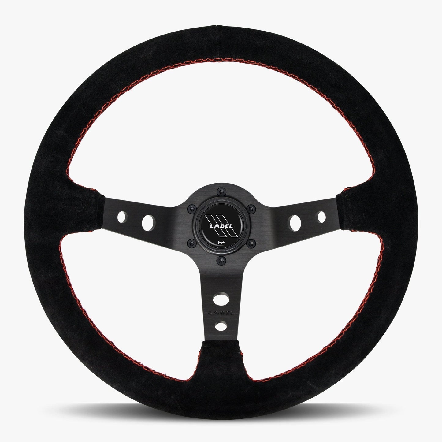 The Daytona | Black Alcantara Suede | Black Spoke | Red Stitch