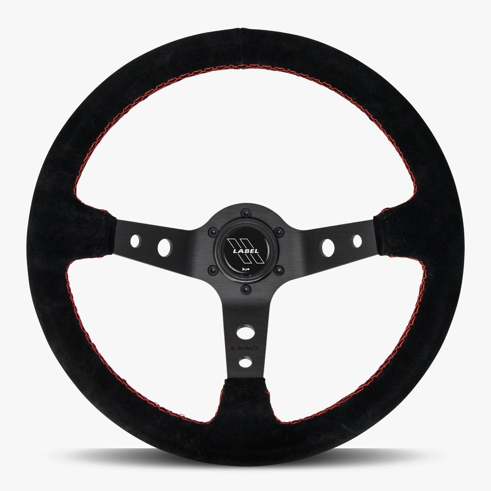 The Daytona | Black Alcantara Suede | Black Spoke | Red Stitch