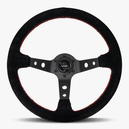 The Daytona | Black Alcantara Suede | Black Spoke | Red Stitch