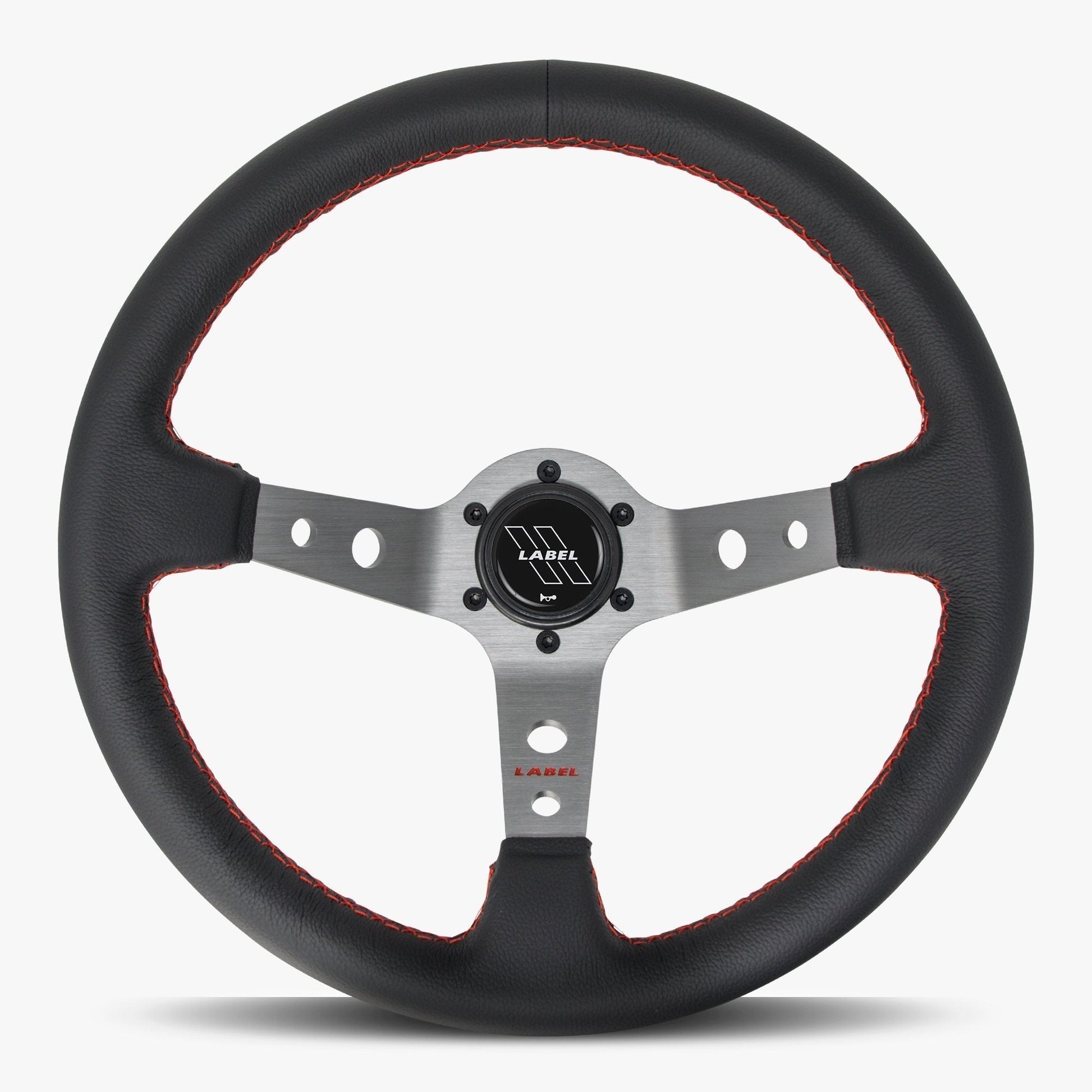 The Daytona | Black Leather | Graphite Spoke | Red Stitch